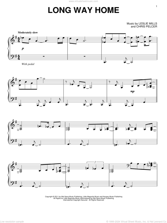 Long Way Home sheet music for piano solo by Yanni, intermediate skill level