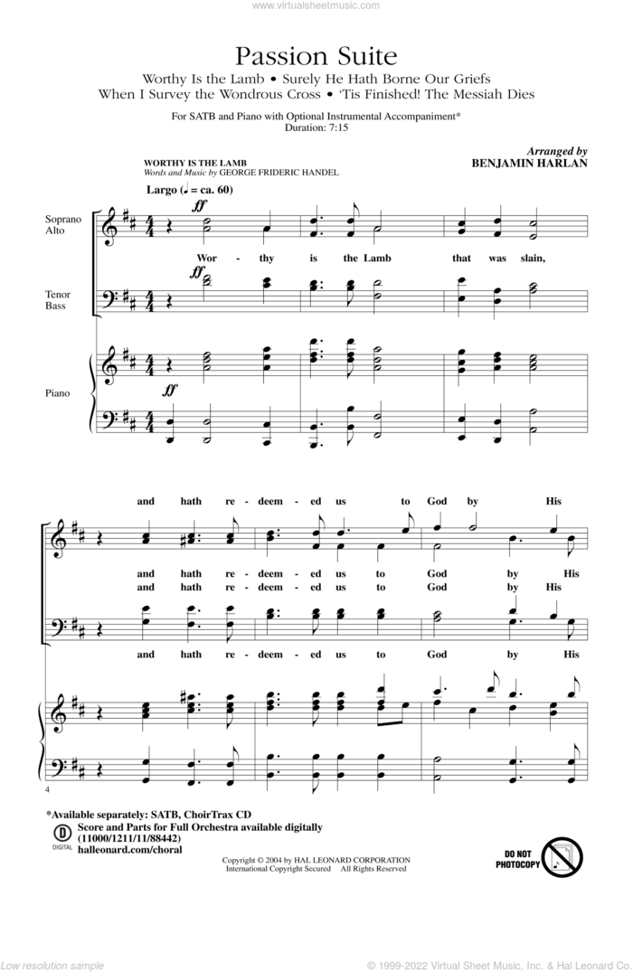 Passion Suite sheet music for choir (SATB: soprano, alto, tenor, bass) by Benjamin Harlan, intermediate skill level