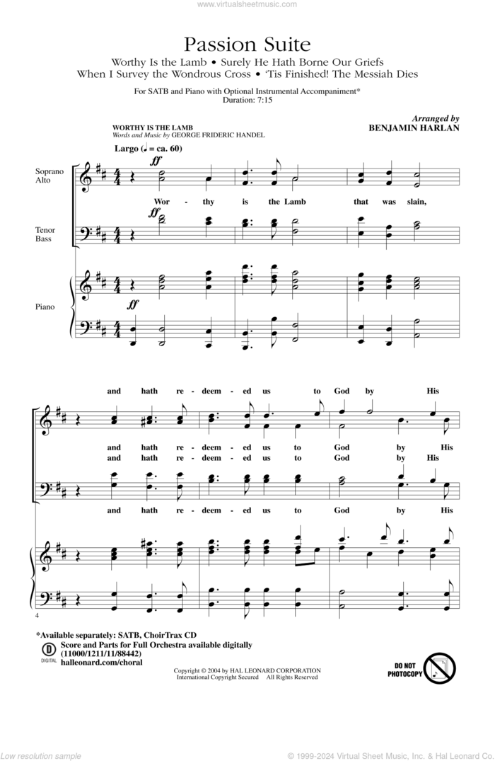 Passion Suite sheet music for choir (SATB: soprano, alto, tenor, bass) by Benjamin Harlan, intermediate skill level