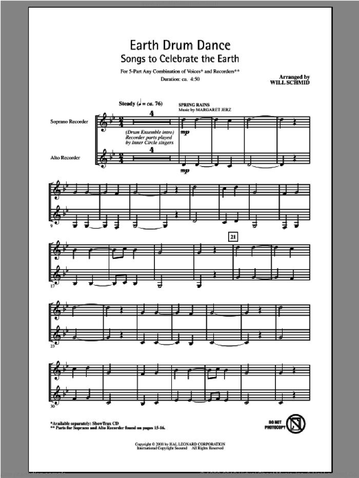 Earth Drum Dance sheet music for choir (5-Part) by Will Schmid, intermediate skill level