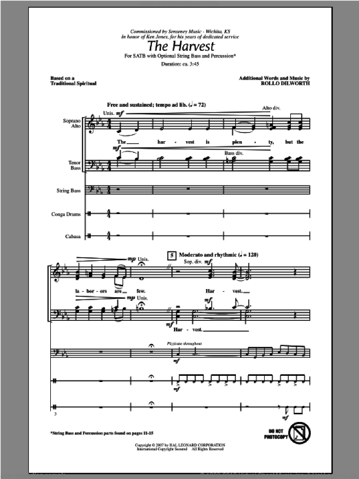 The Harvest sheet music for choir (SATB: soprano, alto, tenor, bass) by Rollo Dilworth, intermediate skill level