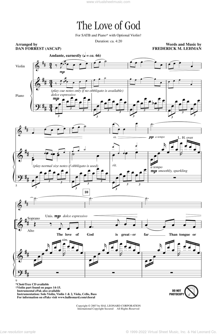 The Love Of God sheet music for choir (SATB: soprano, alto, tenor, bass) by Dan Forrest, intermediate skill level