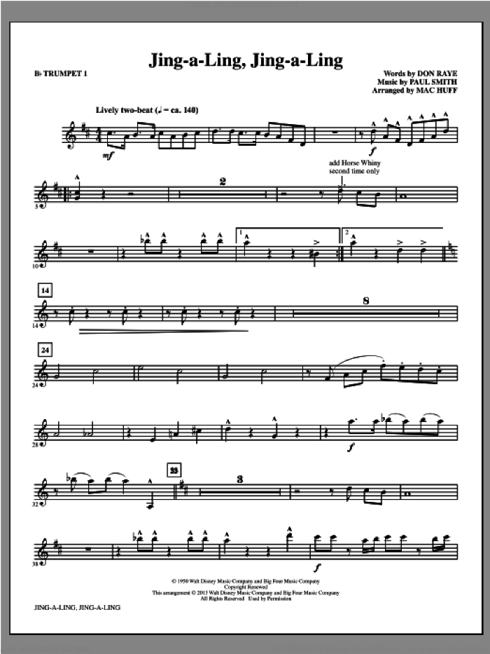 Jing-a-Ling, Jing-a-Ling (complete set of parts) sheet music for orchestra/band by Mac Huff and Andrews Sisters, intermediate skill level