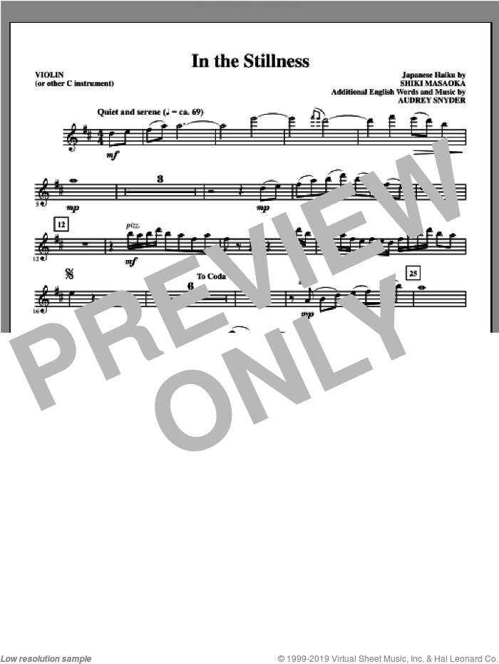 In the Stillness (complete set of parts) sheet music for orchestra/band by Audrey Snyder, intermediate skill level