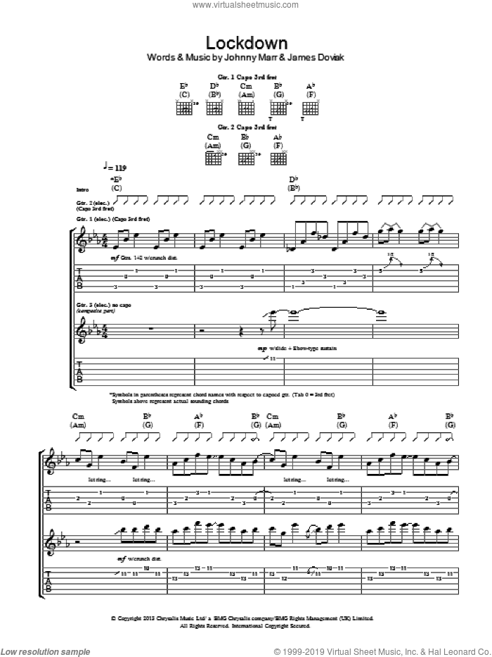 Lockdown sheet music for choir by Johnny Marr and James Doviak, intermediate skill level