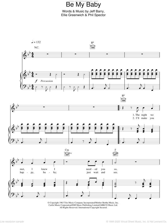 Be My Baby sheet music for voice, piano or guitar by Michael Buble, Ellie Greenwich and Jeff Barry, intermediate skill level