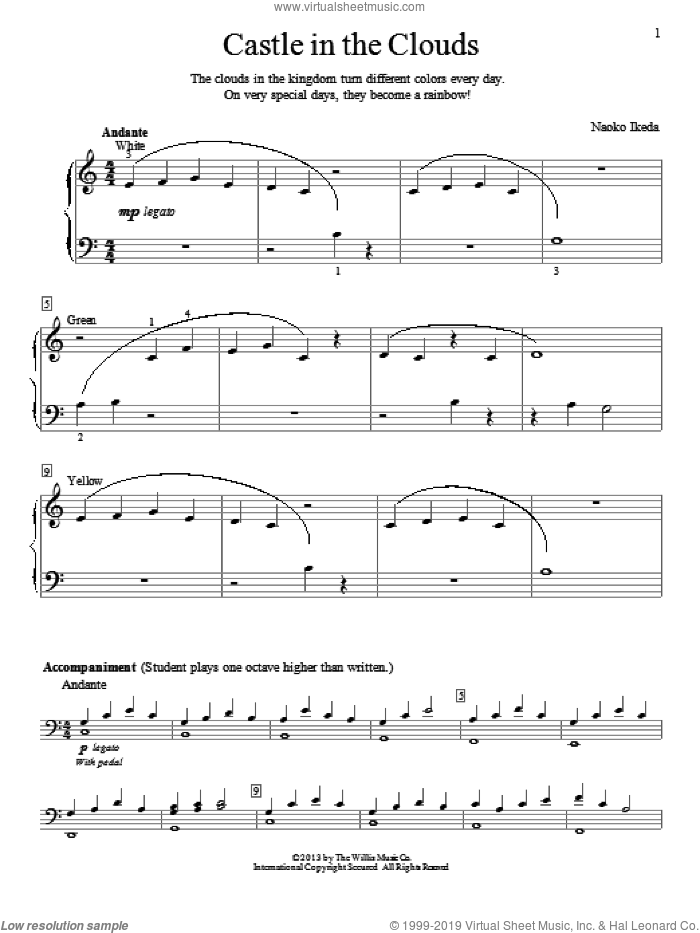 Castle In The Clouds sheet music for piano solo (elementary) by Naoko Ikeda, beginner piano (elementary)