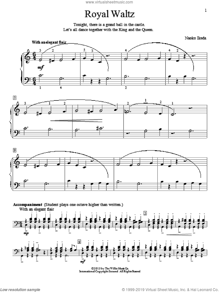 Royal Waltz sheet music for piano solo (elementary) by Naoko Ikeda, beginner piano (elementary)