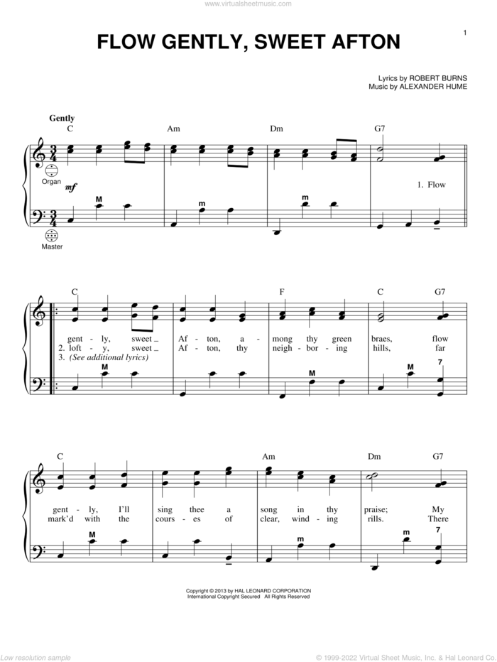 Flow Gently, Sweet Afton (arr. Gary Meisner) sheet music for accordion by Gary Meisner, Alexander Hume and Robert Burns, intermediate skill level
