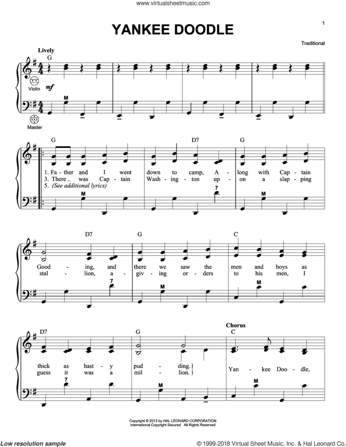 Yankee Doodle sheet music for accordion by Gary Meisner, intermediate skill level