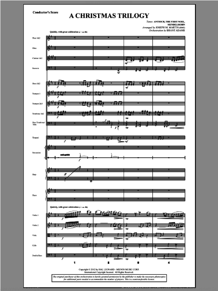 A Christmas Trilogy (from Carols For Choir And Congregation) (COMPLETE) sheet music for orchestra/band by Joseph M. Martin, intermediate skill level