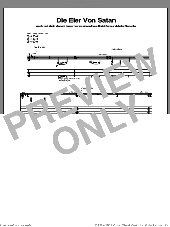 Die Eier Von Satan sheet music for guitar (tablature) by Tool, intermediate skill level