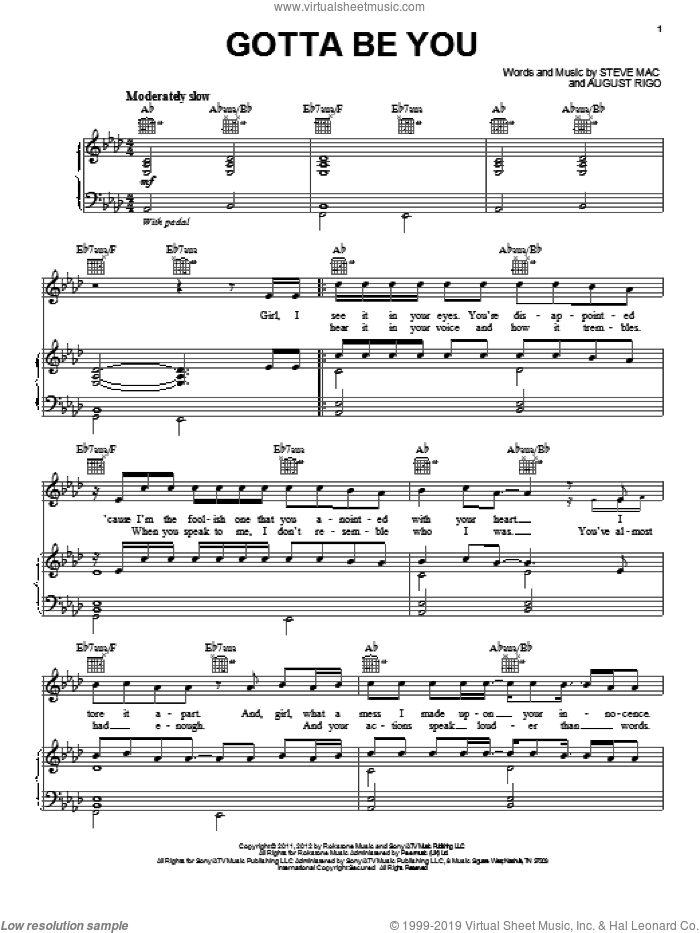 Gotta Be You sheet music for voice, piano or guitar by One Direction, intermediate skill level