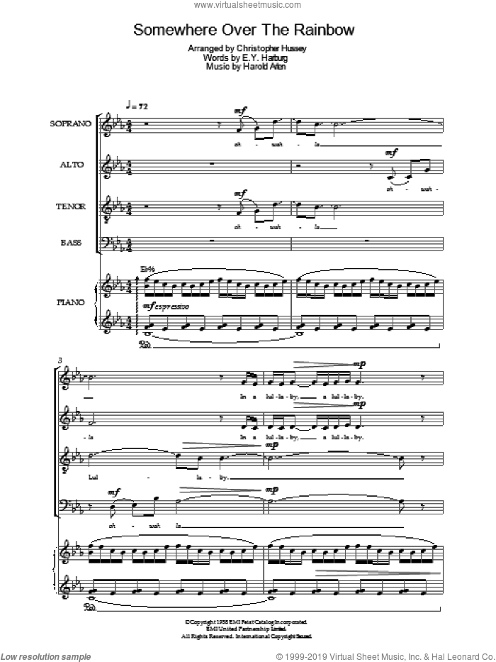 Over The Rainbow (from 'The Wizard Of Oz') sheet music for choir by Judy Garland, E.Y. Harburg and Harold Arlen, intermediate skill level