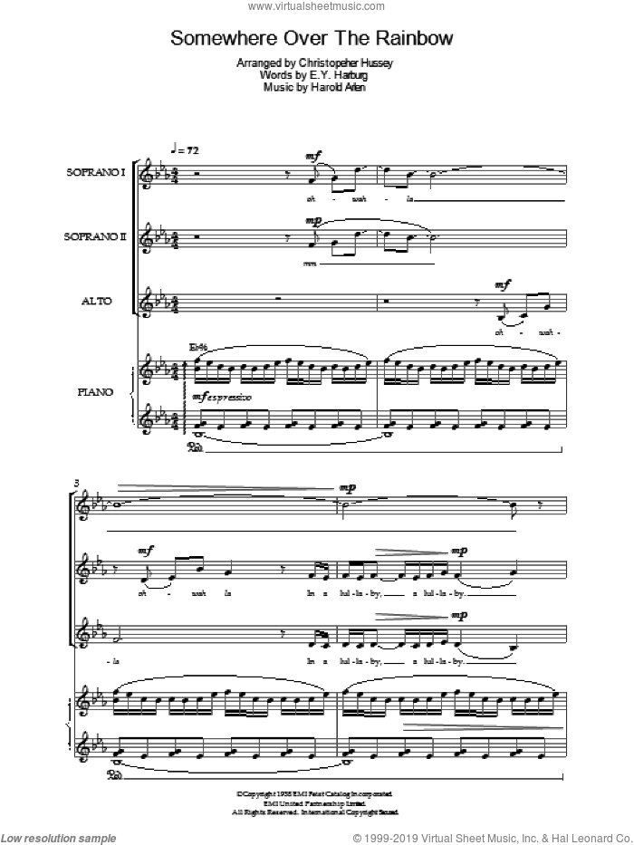 Over The Rainbow (from 'The Wizard Of Oz') sheet music for choir by Judy Garland, E.Y. Harburg and Harold Arlen, intermediate skill level