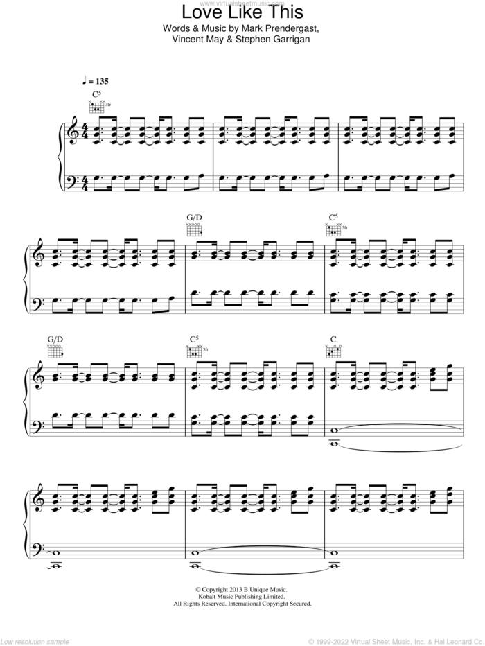 Love Like This sheet music for voice, piano or guitar by Kodaline, Mark Prendergast, Stephen Garrigan and Vincent May, intermediate skill level