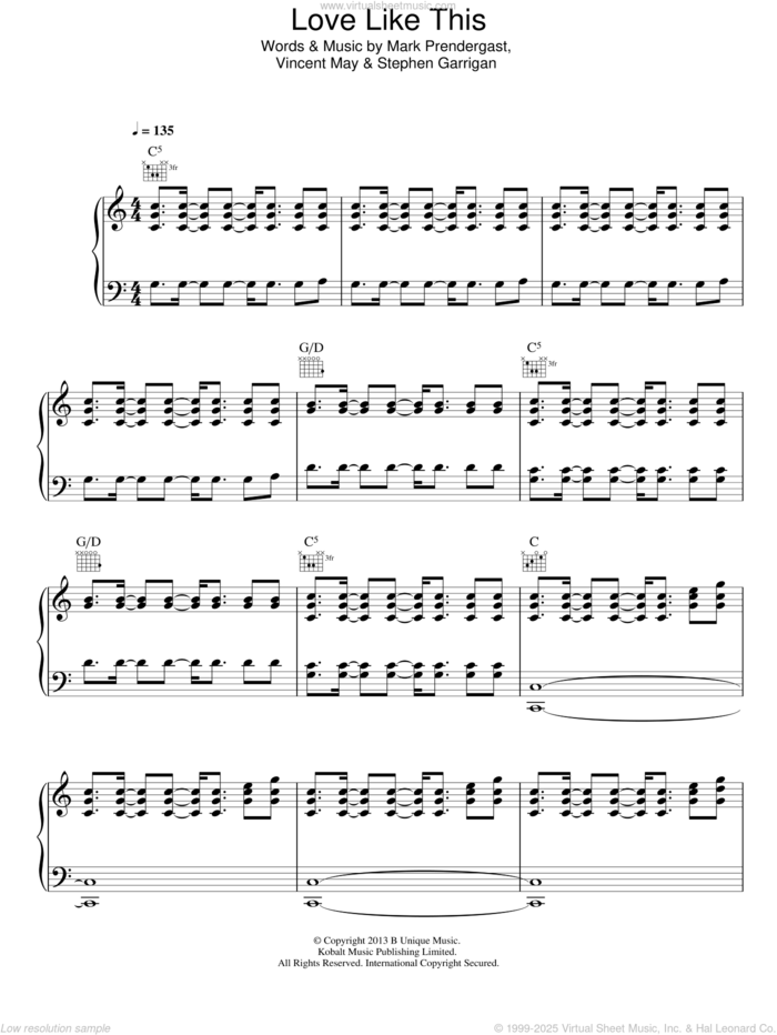 Love Like This sheet music for voice, piano or guitar by Kodaline, Mark Prendergast, Stephen Garrigan and Vincent May, intermediate skill level