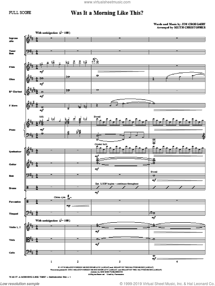 Was It A Morning Like This? (complete set of parts) sheet music for orchestra/band (Orchestra) by Keith Christopher and Jim Croegaert, intermediate skill level