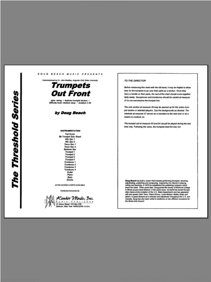 Trumpets Out Front (COMPLETE) sheet music for jazz band by Beach, classical score, intermediate skill level