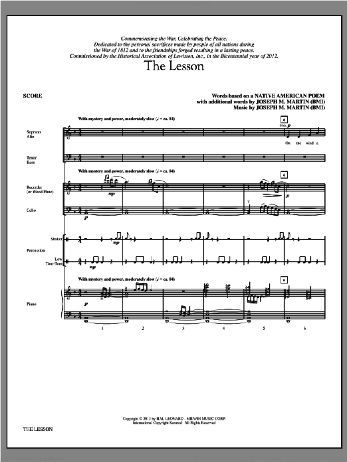The Lesson (COMPLETE) sheet music for orchestra/band by Joseph M. Martin and Native American Poem, intermediate skill level