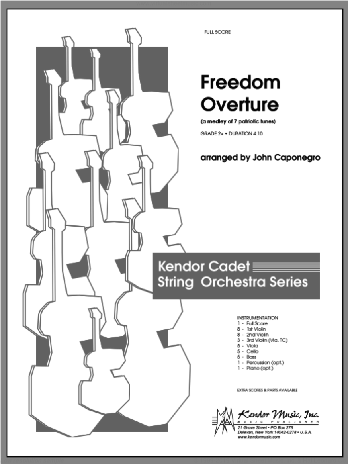 Freedom Overture (COMPLETE) sheet music for orchestra by John Caponegro, classical score, intermediate skill level