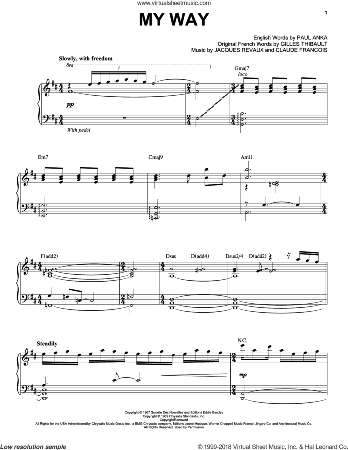 My Way sheet music for voice and piano by Chris Mann, intermediate skill level