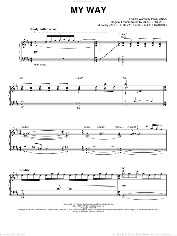 My Way sheet music for voice and piano by Chris Mann, intermediate skill level