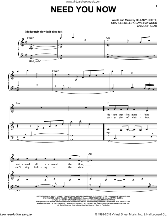 Need You Now sheet music for voice and piano by Chris Mann, intermediate skill level