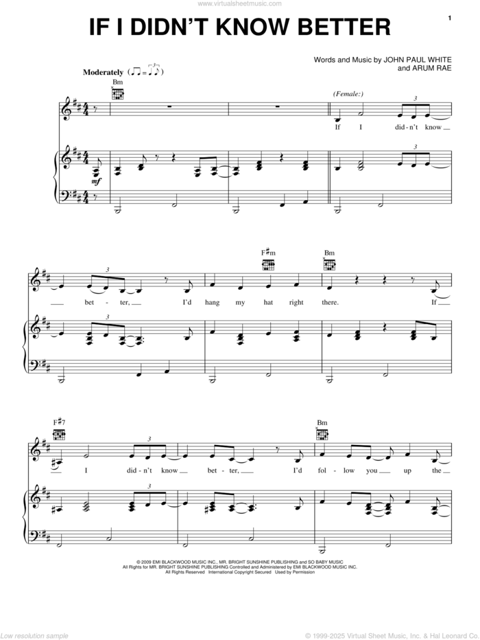 If I Didn't Know Better sheet music for voice, piano or guitar by Sam Palladio and Clare Bowen and Nashville (TV Show), intermediate skill level