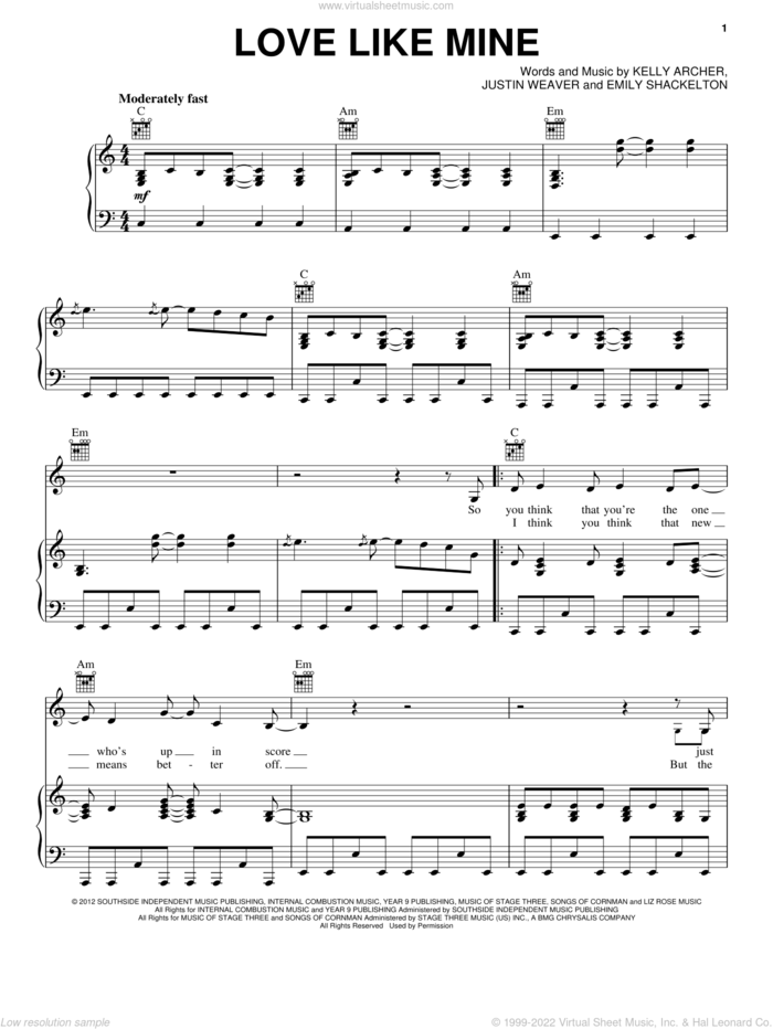 Love Like Mine sheet music for voice, piano or guitar by Hayden Panettiere and Nashville (TV Show), intermediate skill level