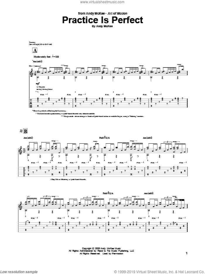 Practice Is Perfect sheet music for guitar (tablature) by Andy McKee, intermediate skill level