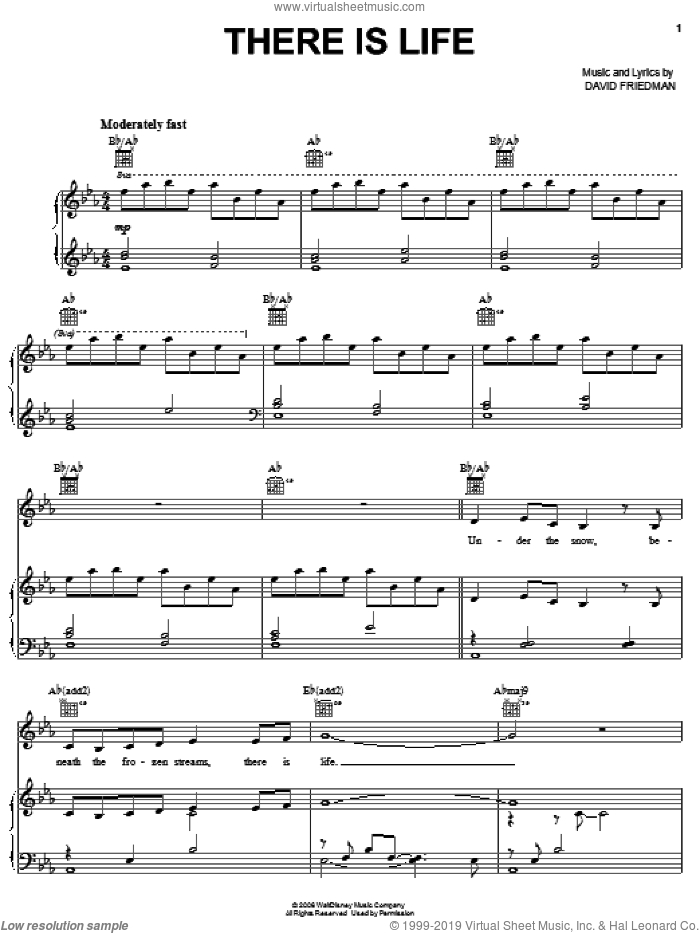There Is Life sheet music for voice, piano or guitar by Alison Krauss, Bambi II (Movie) and David Friedman, intermediate skill level