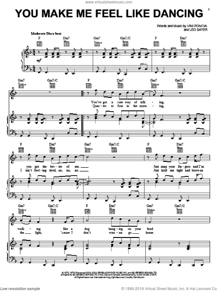 You Make Me Feel Like Dancing sheet music for voice, piano or guitar by Leo Sayer and Vini Poncia, intermediate skill level
