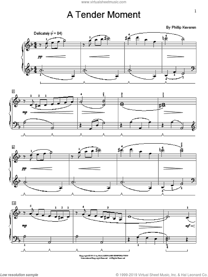 A Tender Moment sheet music for piano solo (elementary) by Phillip Keveren, beginner piano (elementary)