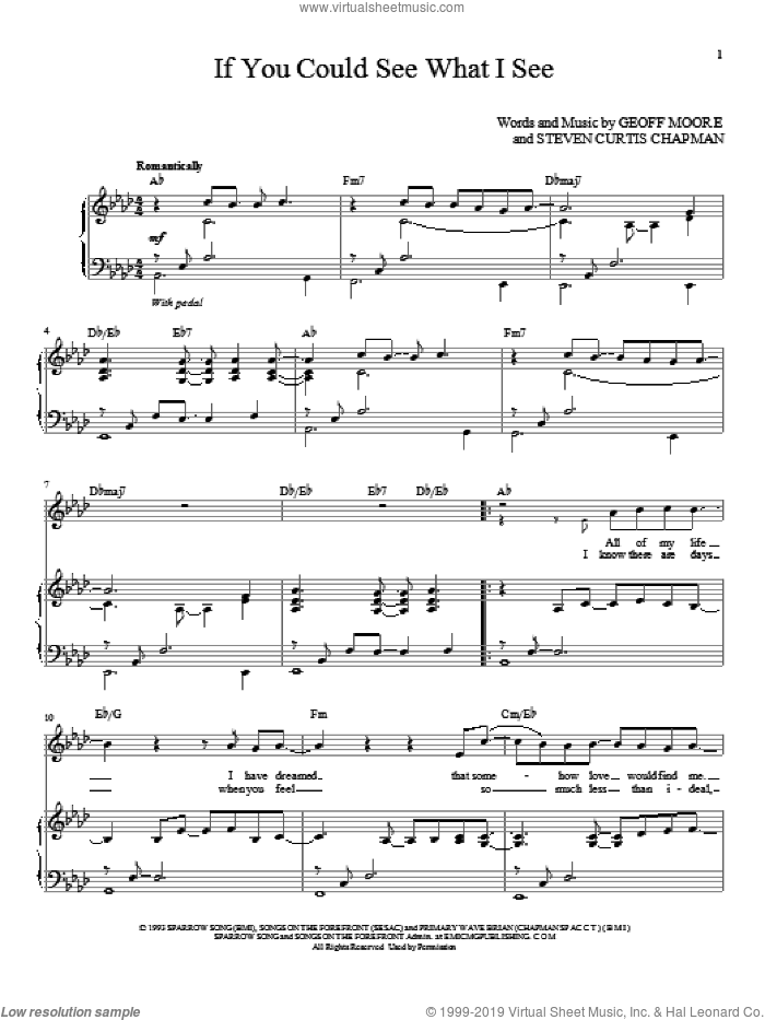 If You Could See What I See sheet music for voice and piano (High Voice) by Steven Curtis Chapman, Geoff Moore and Geoff Moore & The Distance, wedding score, intermediate skill level