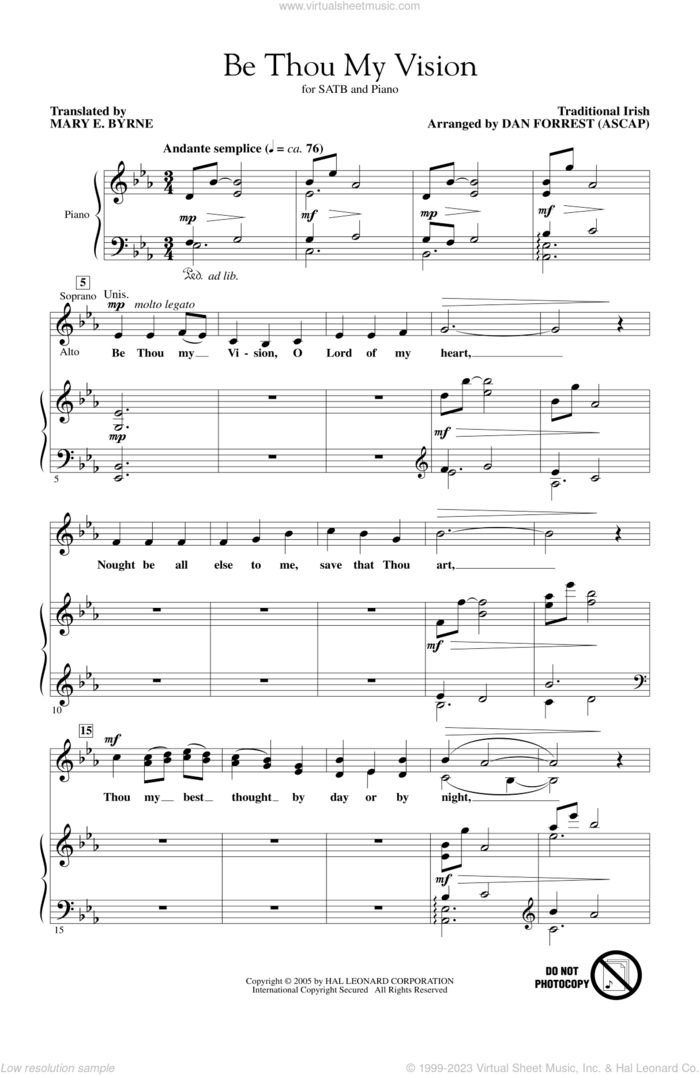 Forrest Be Thou My Vision Sheet Music For Choir Satb Soprano Alto Tenor Bass 
