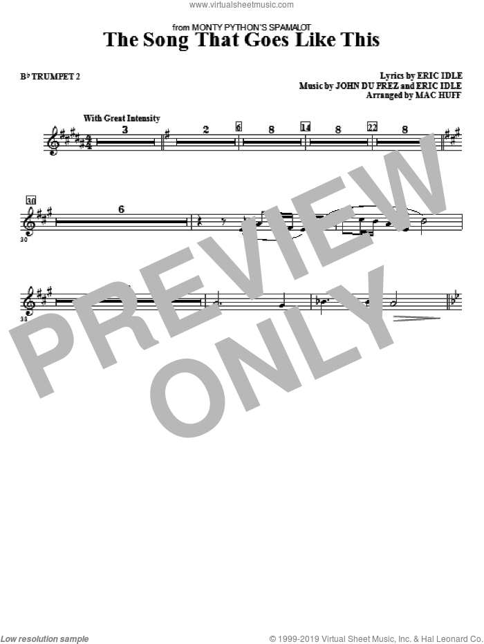 The Song That Goes like This sheet music for orchestra/band (bb trumpet 2) by Mac Huff, Eric Idle and John Du Prez, intermediate skill level