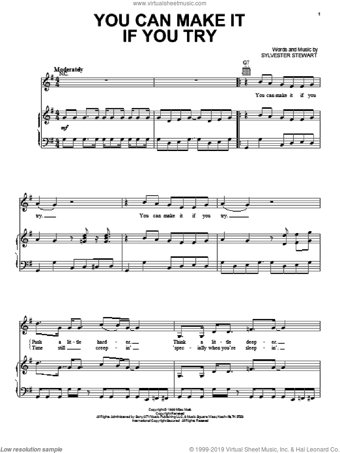 You Can Make It If You Try sheet music for voice, piano or guitar by Sly And The Family Stone and Sylvester Stewart, intermediate skill level