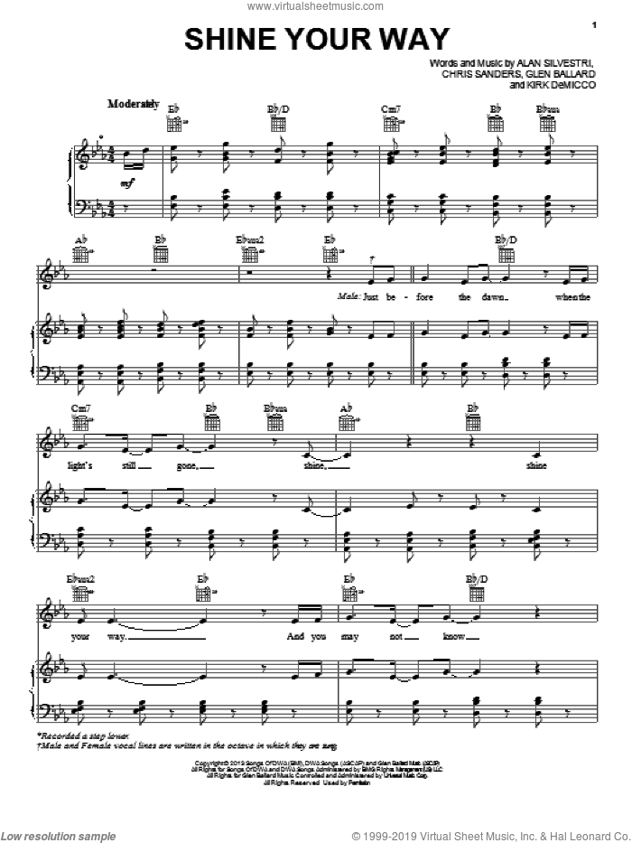 Shine Your Way sheet music for piano solo by Owl City and Yuna, Alan Silvestri and The Croods (Movie), intermediate skill level