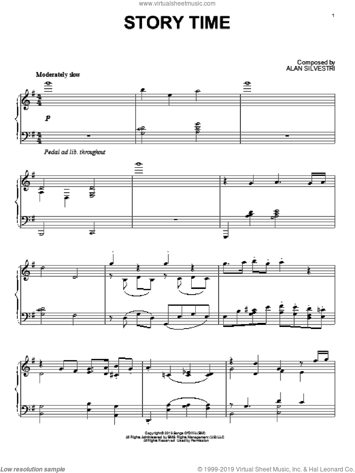 Story Time (from The Croods) sheet music for piano solo by Alan Silvestri and The Croods (Movie), intermediate skill level