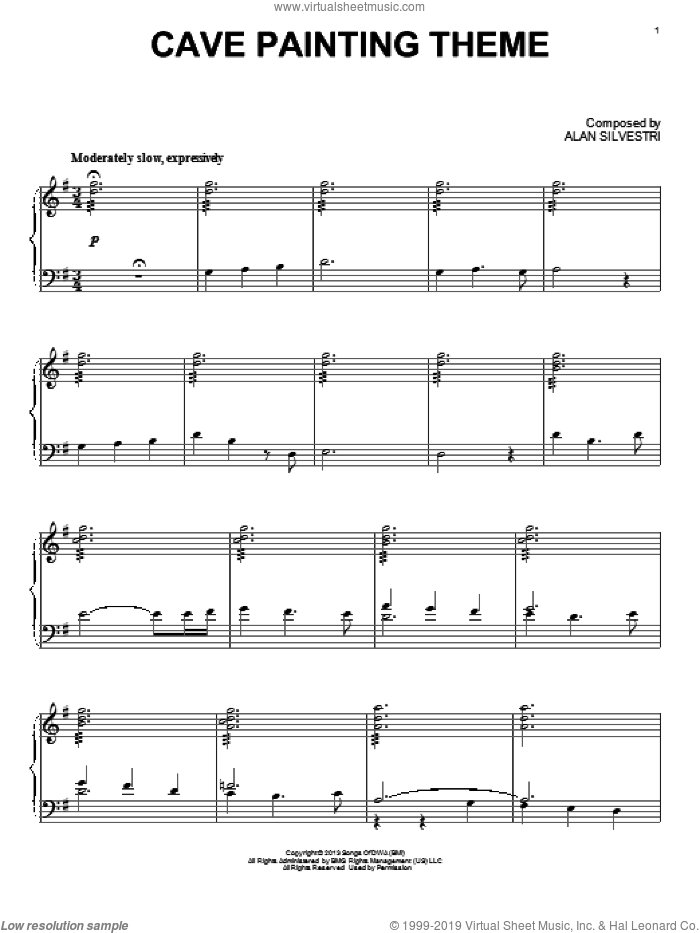 Cave Painting Theme (from The Croods) sheet music for piano solo by Alan Silvestri and The Croods (Movie), intermediate skill level