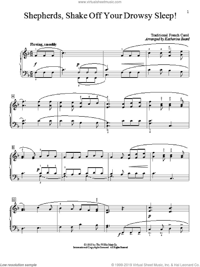Shepherds, Shake Off Your Drowsy Sleep! sheet music for piano solo (elementary), beginner piano (elementary)