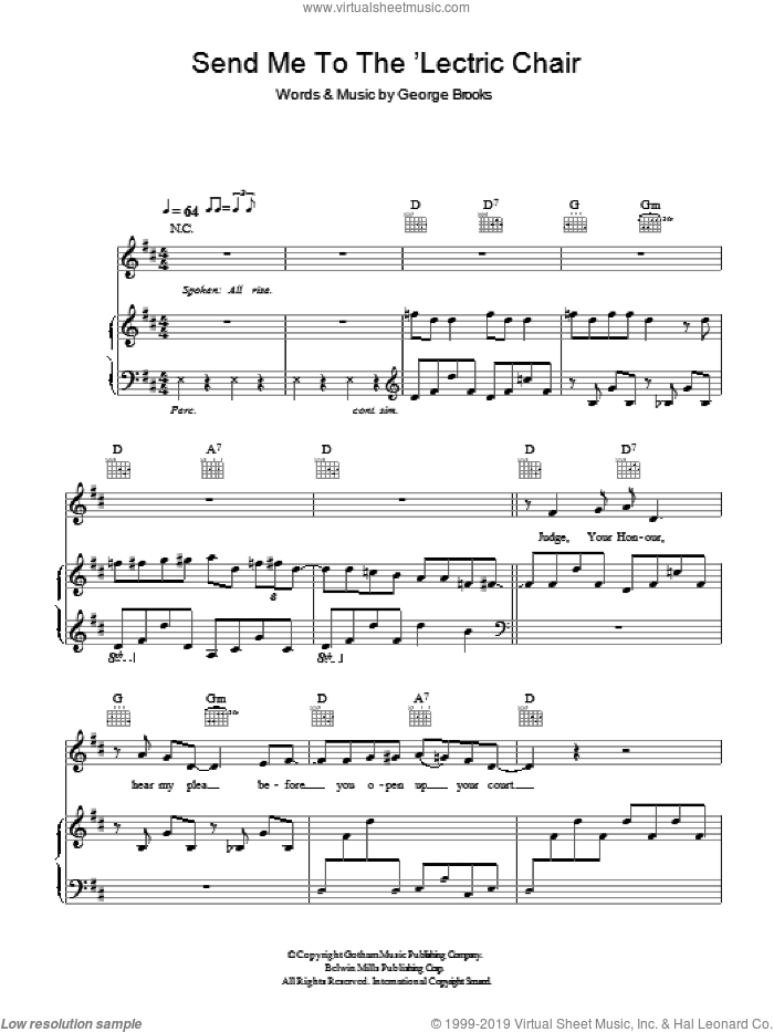 Send Me To The 'Lectric Chair sheet music for voice, piano or guitar by Hugh Laurie and George Brooks, intermediate skill level