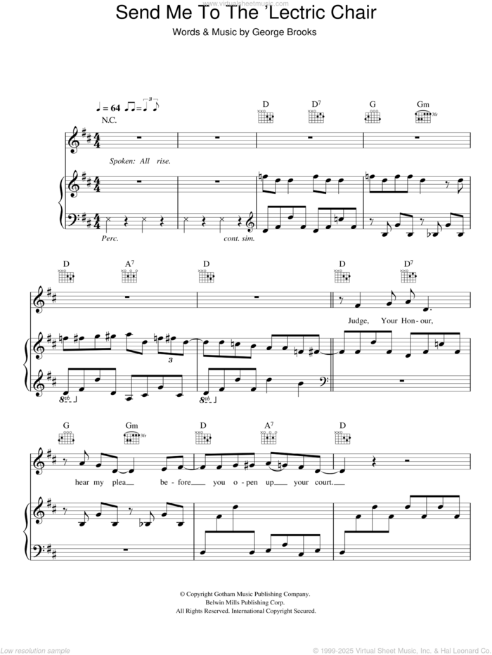 Send Me To The 'Lectric Chair sheet music for voice, piano or guitar by Hugh Laurie and George Brooks, intermediate skill level