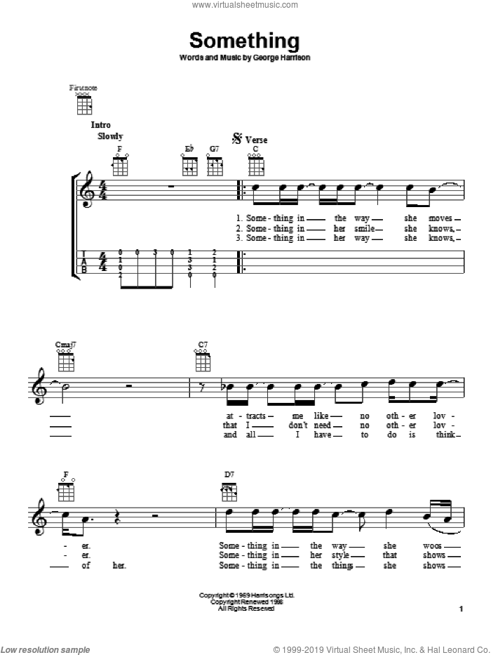 Something (feat. Vince Gill and Amy Grant) sheet music for ukulele by The Beatles and George Harrison, intermediate skill level