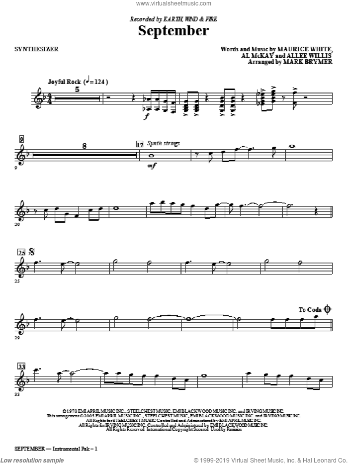 September (arr. Mark Brymer) (complete set of parts) sheet music for orchestra/band by Allee Willis, Al McKay, Maurice White, Earth, Wind & Fire and Mark Brymer, intermediate skill level