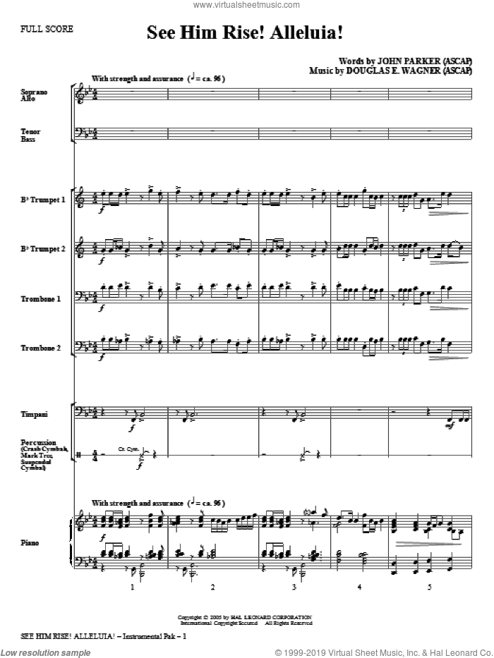 See Him Rise! Alleluia! (complete set of parts) sheet music for orchestra/band (Special) by Douglas E. Wagner and John Parker, intermediate skill level