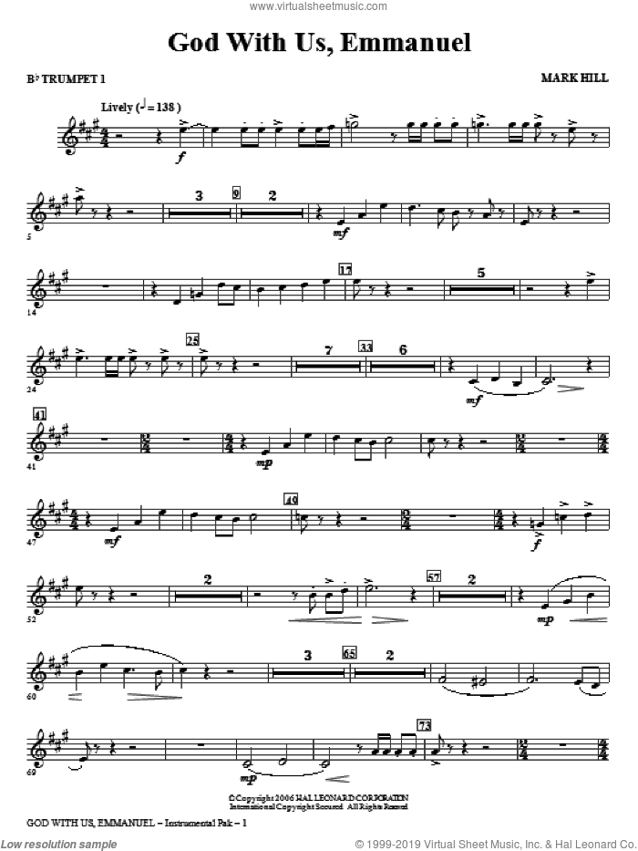 God With Us, Emmanuel! (complete set of parts) sheet music for orchestra/band (Brass) by Mark Hill, Miscellaneous and Psalm 24, intermediate skill level