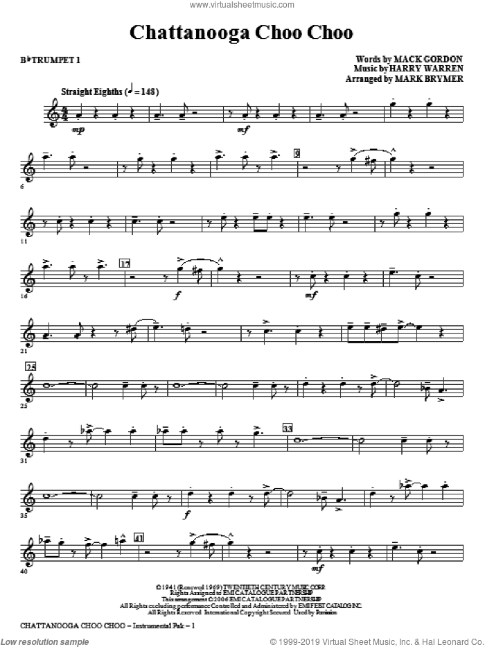Chattanooga Choo Choo (complete set of parts) sheet music for orchestra/band by Harry Warren, Mack Gordon and Mark Brymer, intermediate skill level