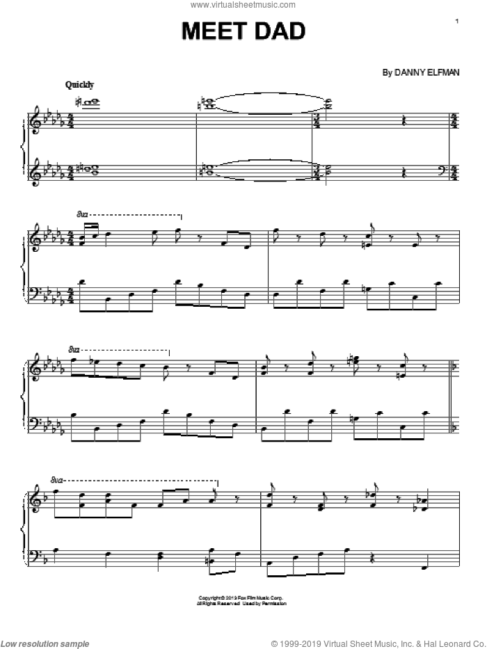 Meet Dad sheet music for piano solo by Danny Elfman and Epic (Movie), intermediate skill level